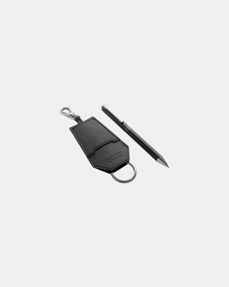 Set porte-clés et stylo en PU recyclé à personnaliser