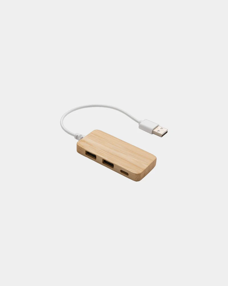 Hub USB en bambou avec Type C à personnaliser