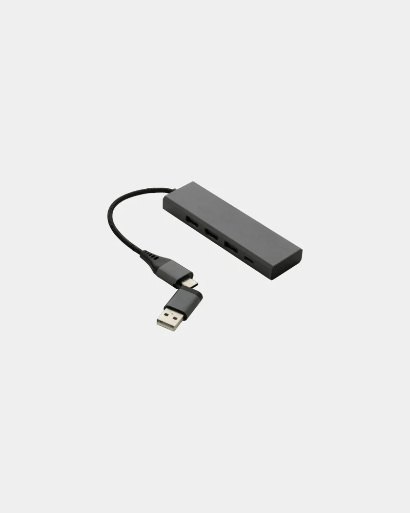 Hub USB aluminium recyclé 3 ports à personnaliser