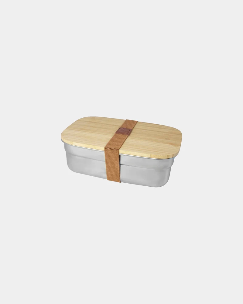 Boîte repas inox 700 ml avec couvercle en bambou à personnaliser