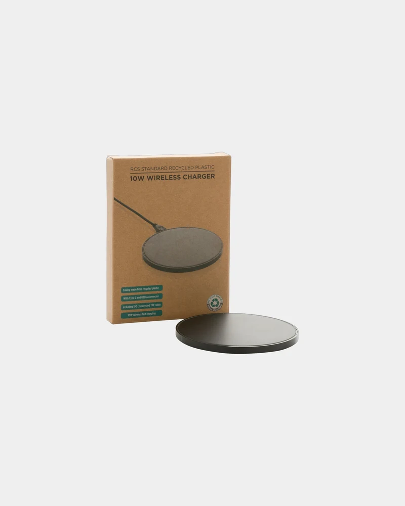 Chargeur induction 10W en plastique recyclé à personnaliser