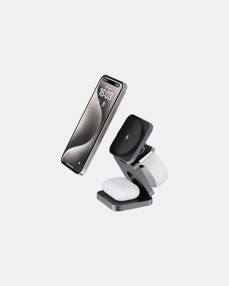 Chargeur 15W pliable aluminium recyclé à personnaliser
