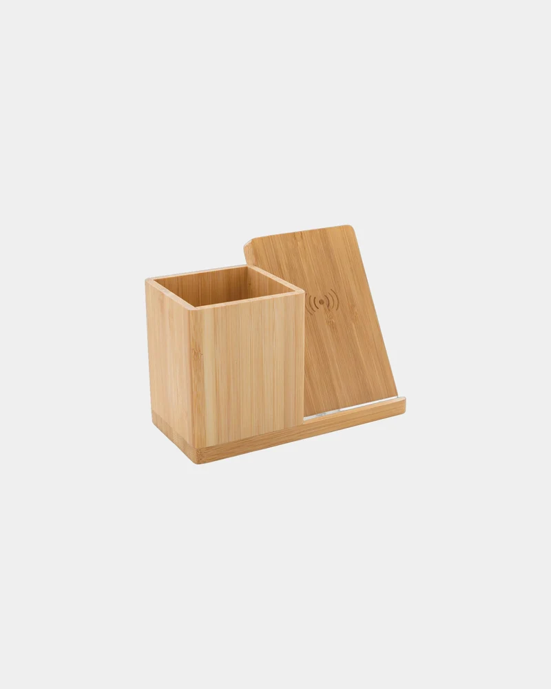 Chargeur sans fil 10W en bambou à personnaliser