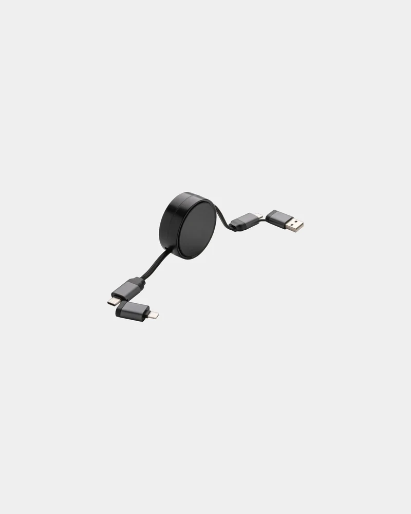 Câble rétractable 60W en aluminium recyclé à personnaliser