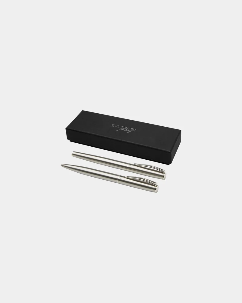 Ensemble de stylos acier inoxydable recyclé à personnaliser