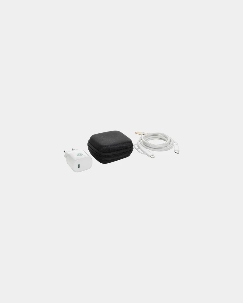 Set câble et chargeur 20W en PET recyclé à personnaliser
