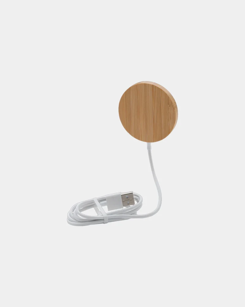 Chargeur magnétique sans fil en bambou 10W à personnaliser