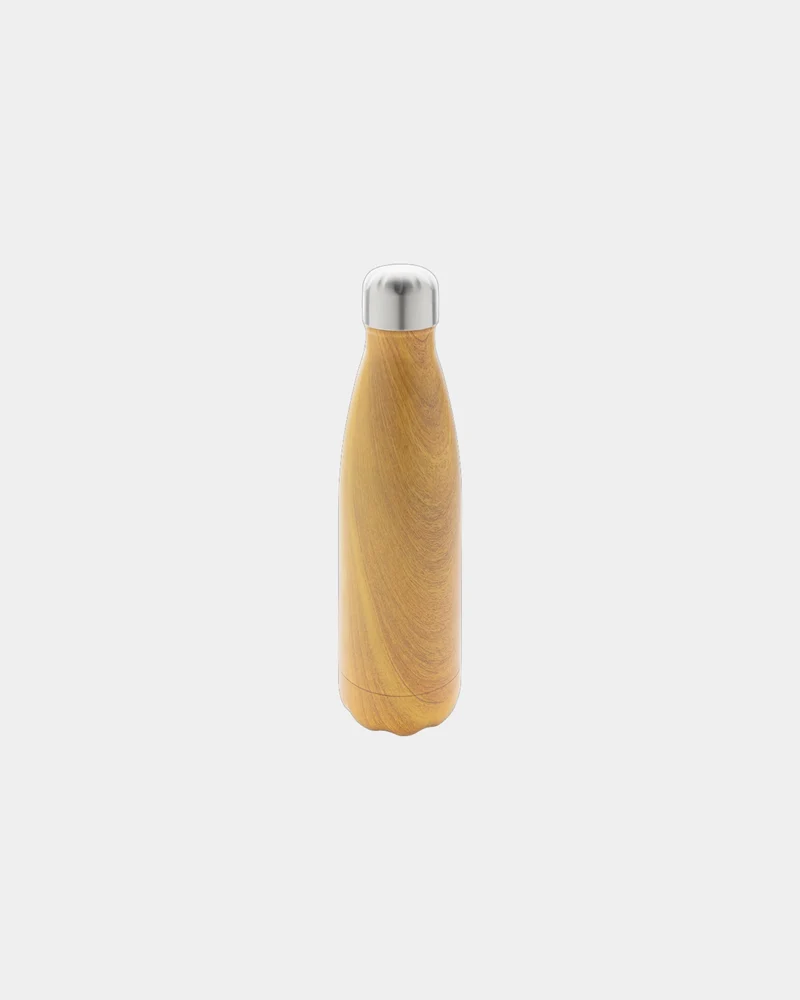 Bouteille isotherme acier effet bois 500ml à personnaliser