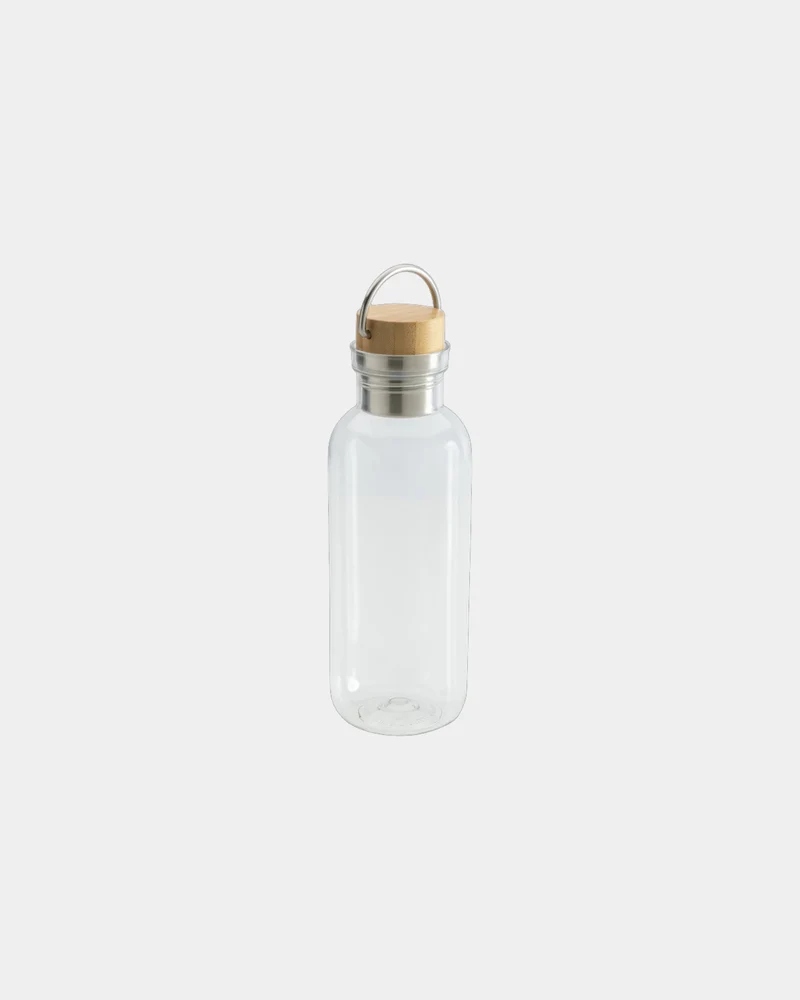Bouteille rPET 680ml avec couvercle en bambou à personnaliser