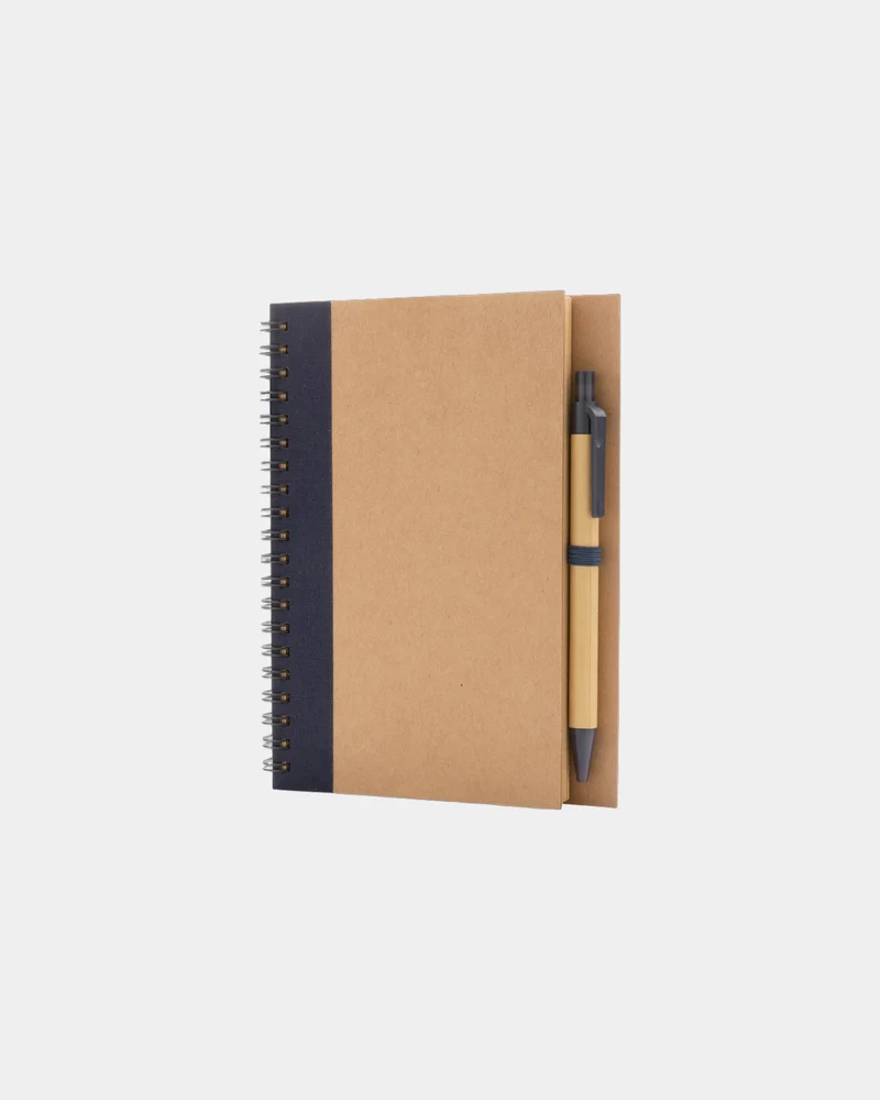 Cahier à spirales kraft avec stylo à personnaliser