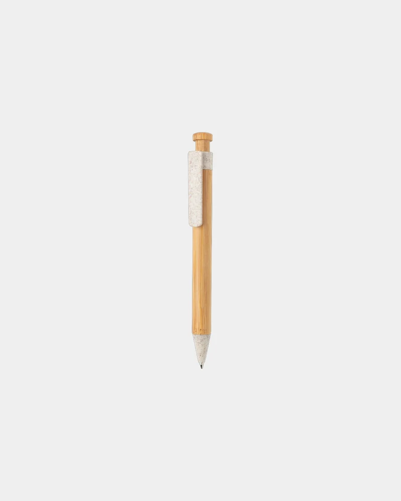 Stylo en bambou avec clip en fibre de paille à personnaliser