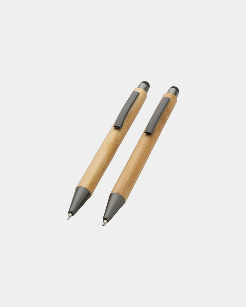Set de stylos en bambou FSC® à personnaliser