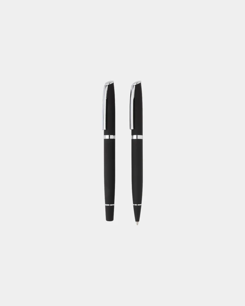 Set stylos aluminium noir à personnaliser