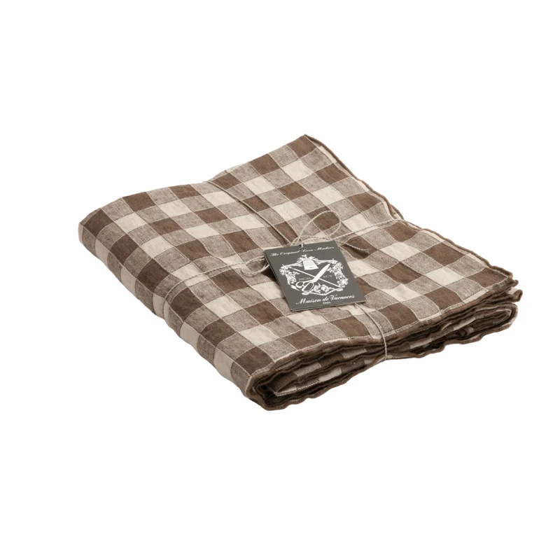 Nappe Bourdon Toile Vichy Vintage - Noisette/Bourdon Noisette