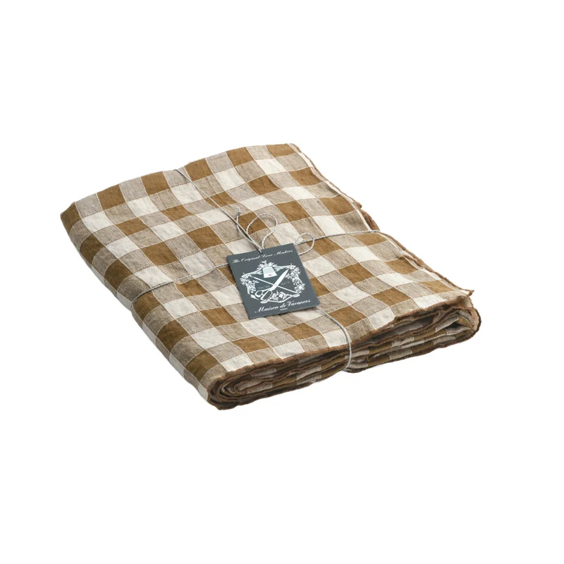 Nappe Bourdon Toile Vichy Vintage - Havane/Bourdon Havane