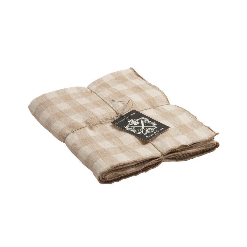 Nappe Bourdon Toile Vichy Vintage - Crème/Bourdon Crème