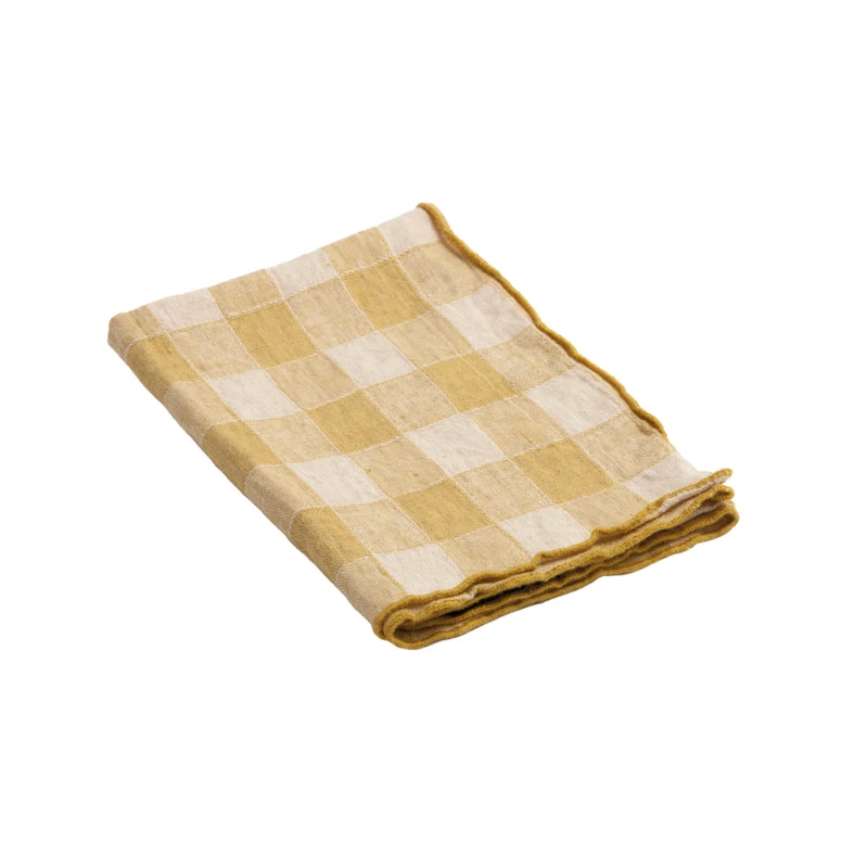 Serviette Bourdon Toile Vichy Vintage - Paille/Bourdon Paille