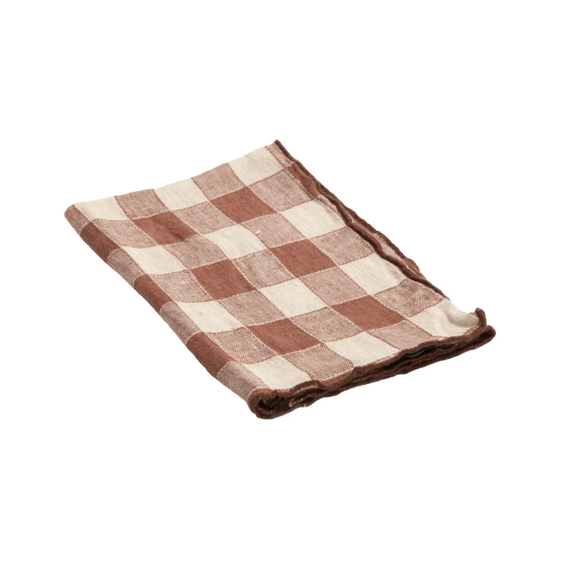 Serviette Bourdon Toile Vichy Vintage - Litchi/Bourdon Litchi
