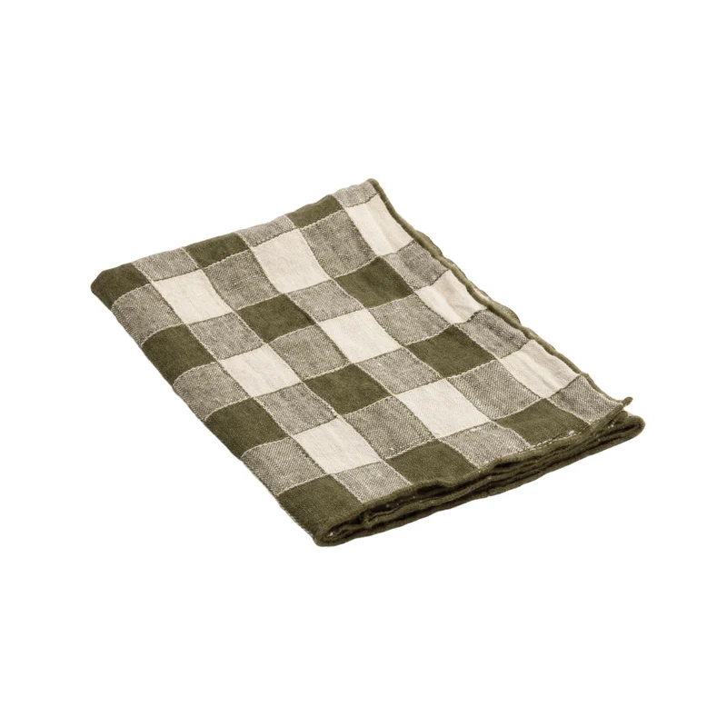 Serviette Bourdon Toile Vichy Vintage - Laurier/Bourdon Laurier