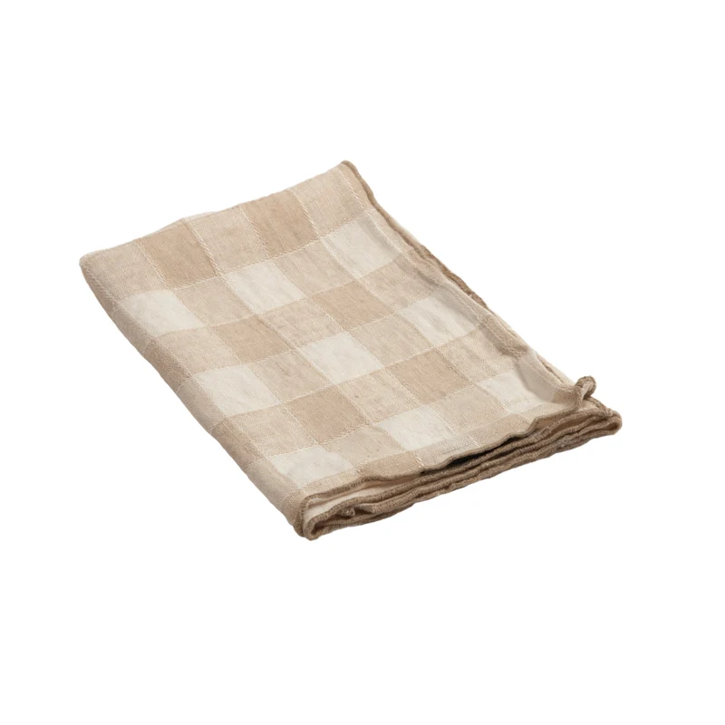 Serviette Bourdon Toile Vichy Vintage - Crème/Bourdon Crème