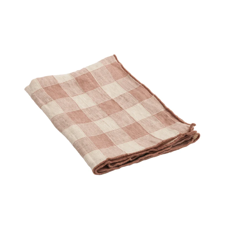 Serviette Bourdon Toile Vichy Vintage - Rose/Bourdon Bois