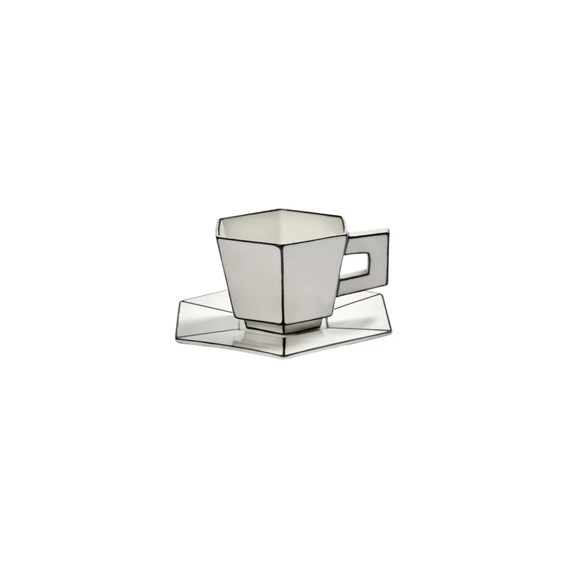 Tasse Cappuccino & Sous-coupe black carte blanche