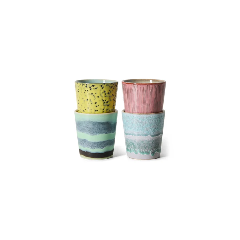 Set de 4 mugs 70s ceramics artistic