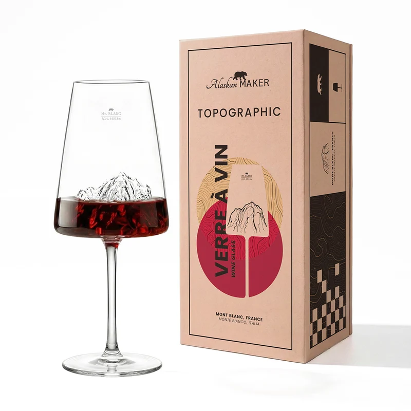 Coffret Verre à vin topographic Mont Blanc