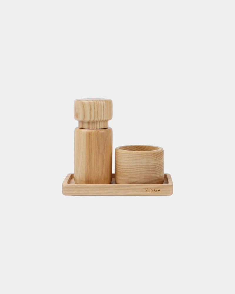 Ensemble sel et poivre bois FSC Vinga Retro Set à personnaliser