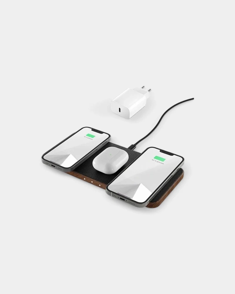 Station de charge sans fil en bois personnalisable