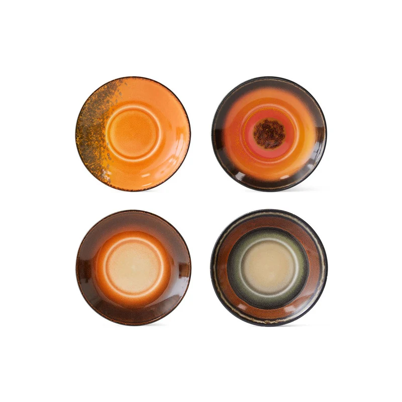 Lot de 4 Soucoupes Roasts en Céramique 70'S - 11.5 x 1.8 cm