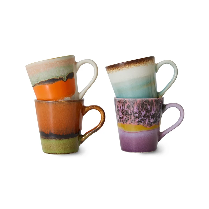 Set de 4 Mugs 70's Retro