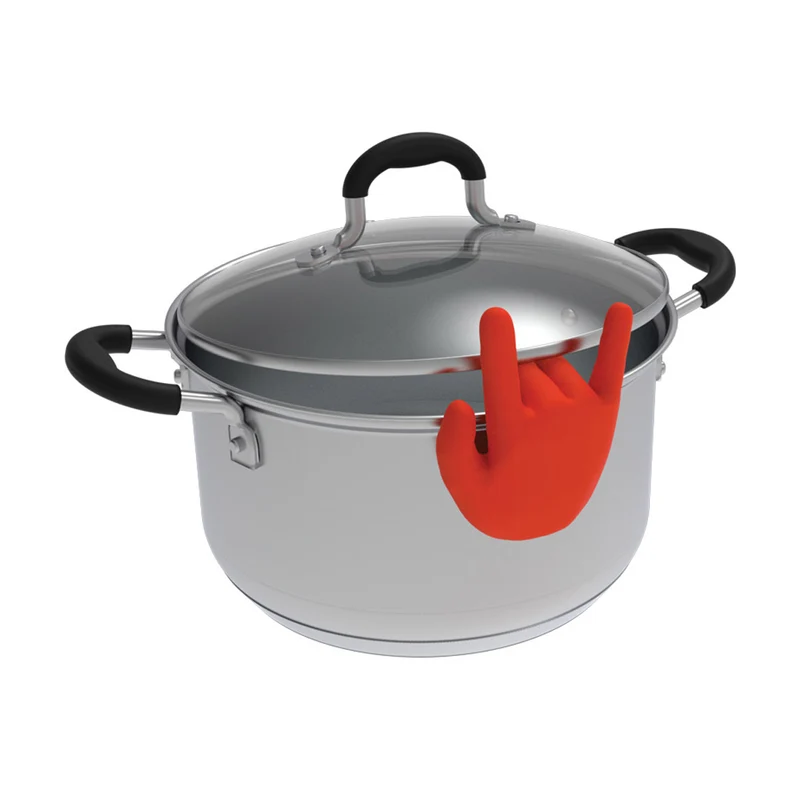 Repose-cuillère & Porte-couvercle casserole Rock Hand - Main Rouge