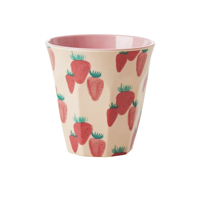 Gobelet Fraise en mélamine - H 9 cm