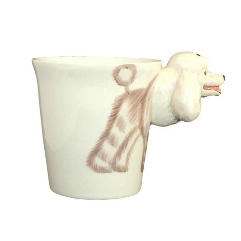 White Poodle Hand Painted Coffee Mug