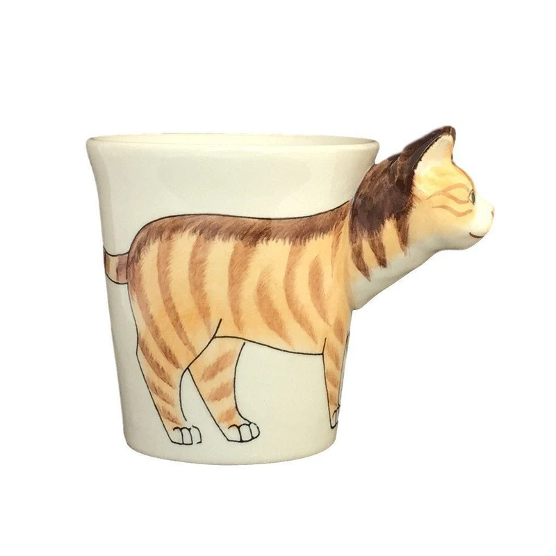 Orange Tabby Cat Hand Painted Coffee Mug