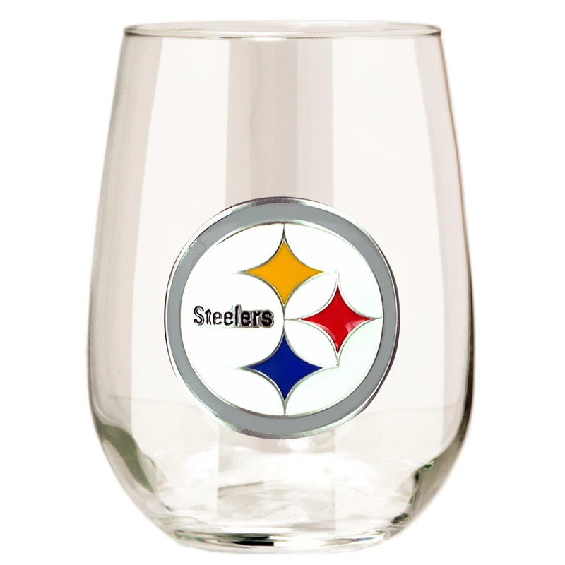 Pittsburgh Steelers 15 oz. Stemless Wine Glass - (Set of 2)