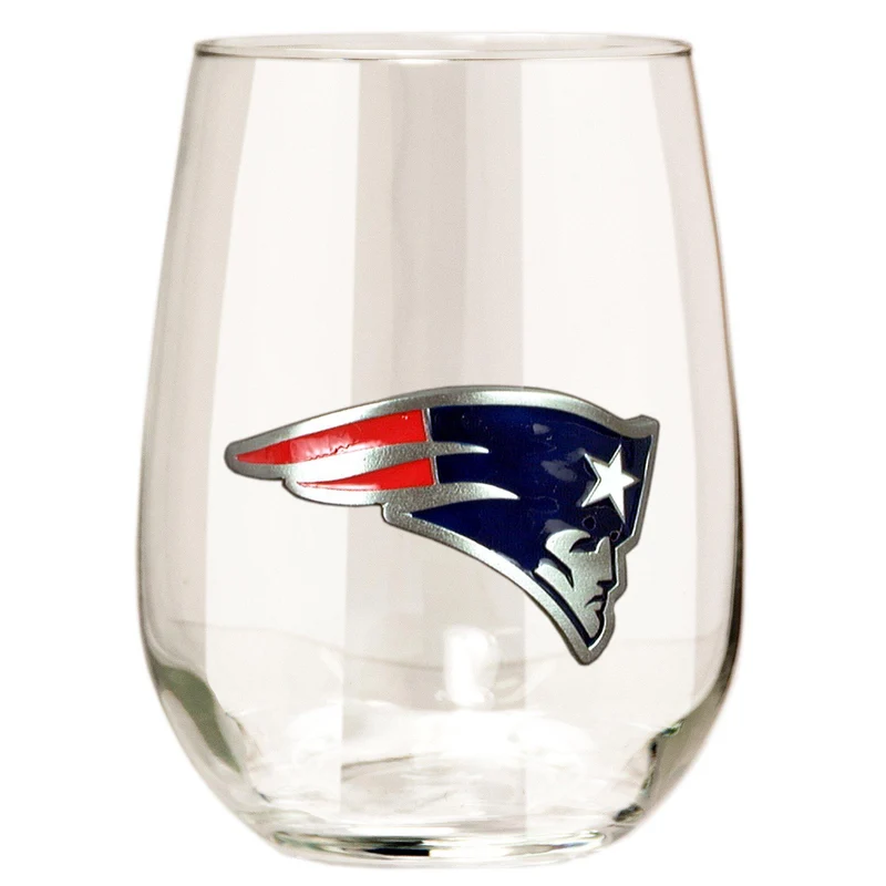 New England Patriots 15 oz. Stemless Wine Glass - (Set of 2)