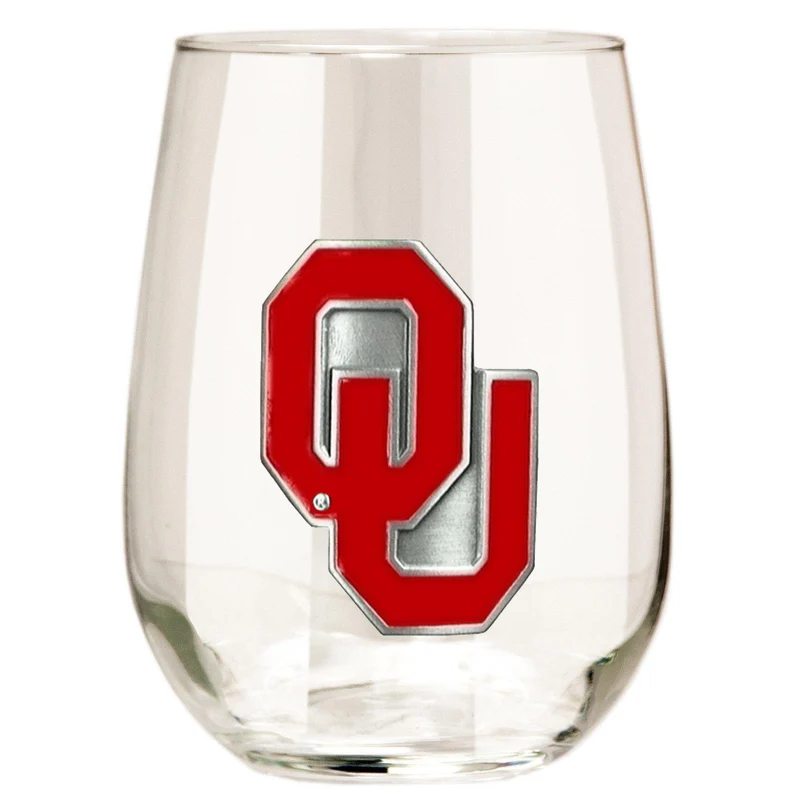 Oklahoma Sooners 15 oz. Stemless Wine Glass - (Set of 2)