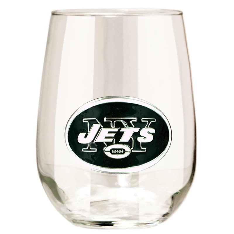 New York Jets 15 oz. Stemless Wine Glass - (Set of 2)