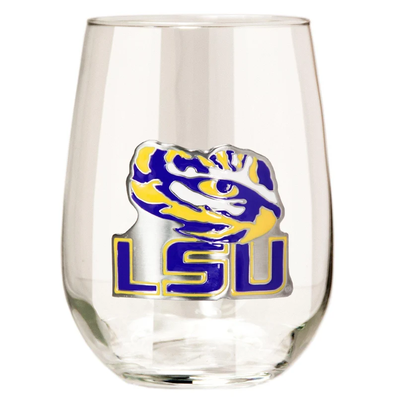 LSU Tigers 15 oz. Stemless Wine Glass - (Set of 2)