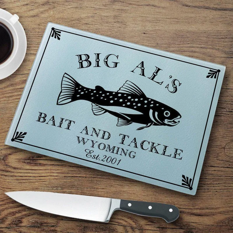 Trout Personalized Glass Cutting Board