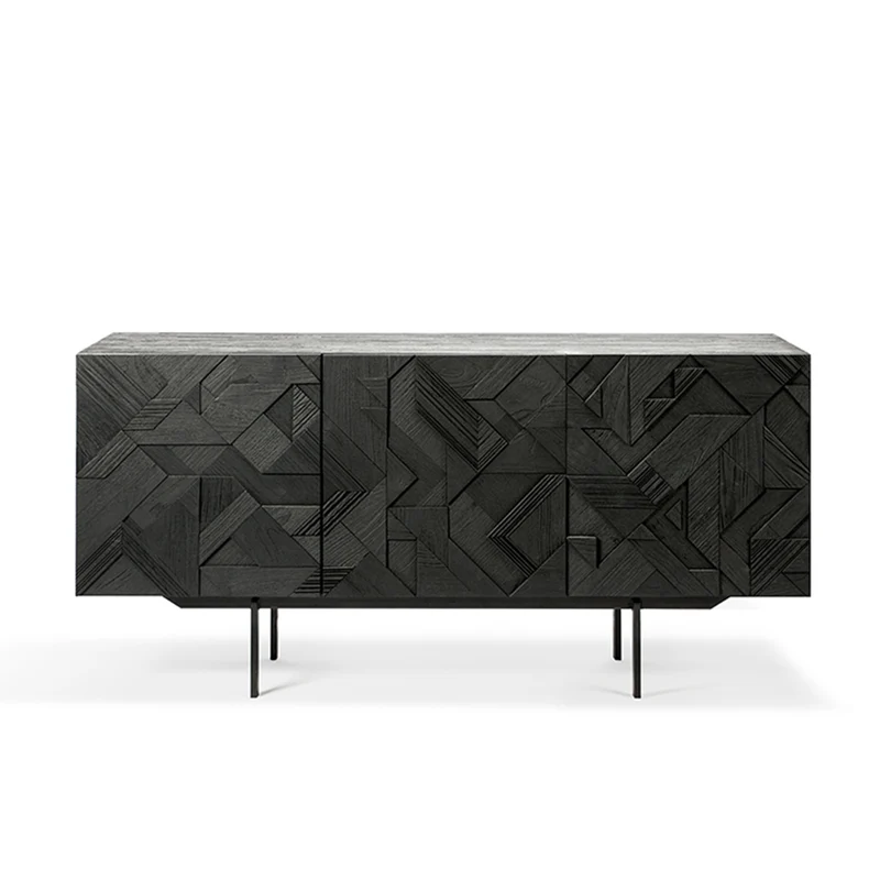 Buffet Graphic en teck verni - 3 portes