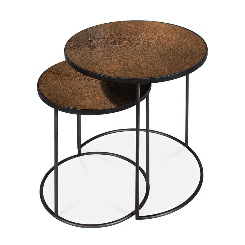 Set de 2 Tables d'appoint heavy aged Bronze