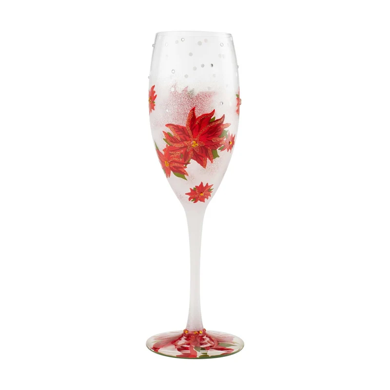 Poinsettias In The Snow Prosecco Glass by Lolita®