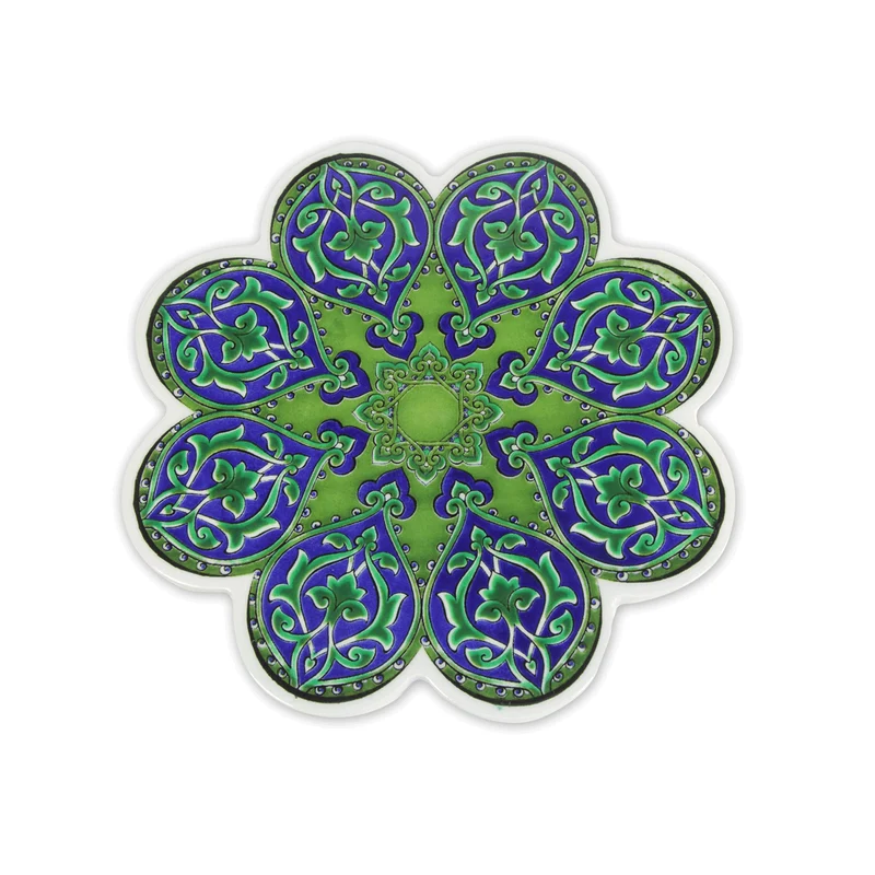 Dessous de Plat Fleur en Céramique - Bleu et Vert