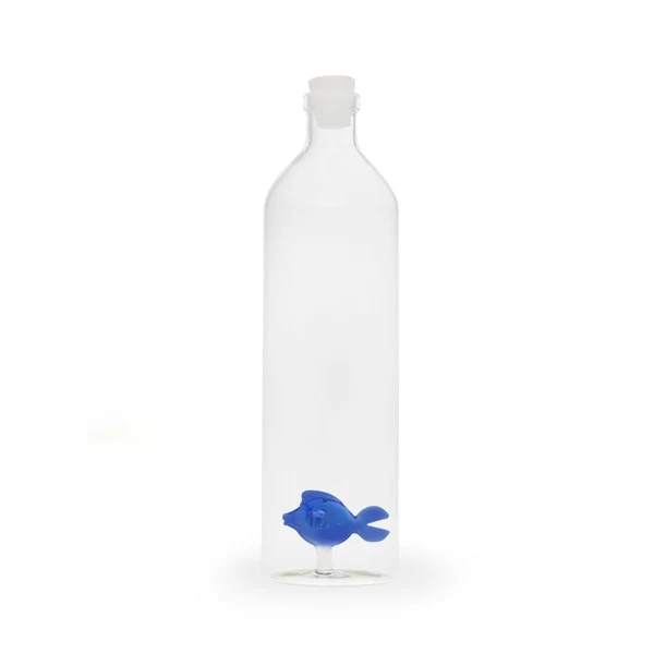 Bouteille Atlantis Blue fish en verre borosilicate - 1,2 L