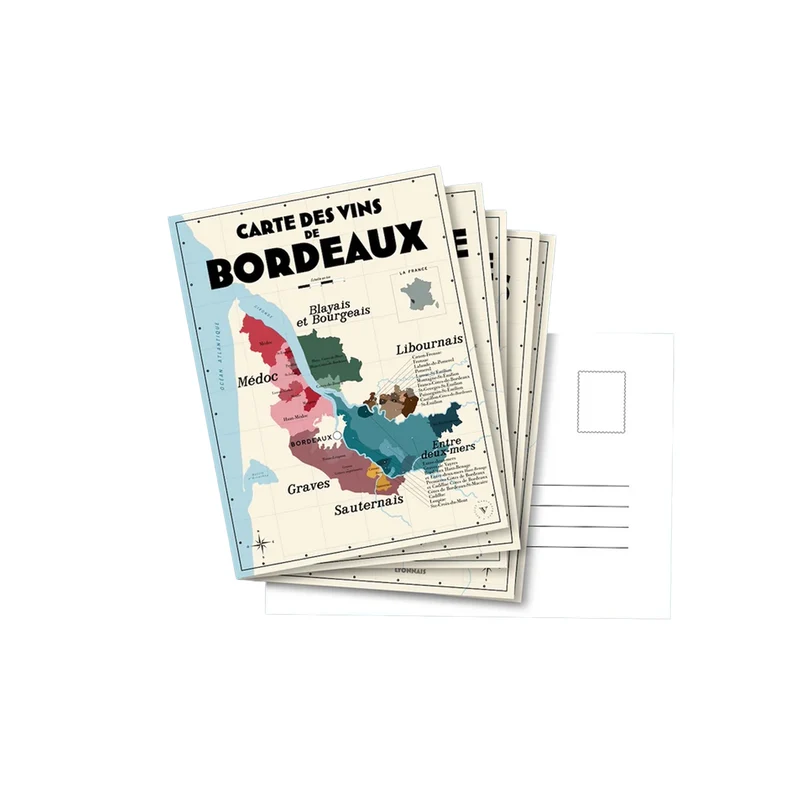 Pack 13 Cartes Postales Les Vins de France - 10 x 15 cm - Ecru