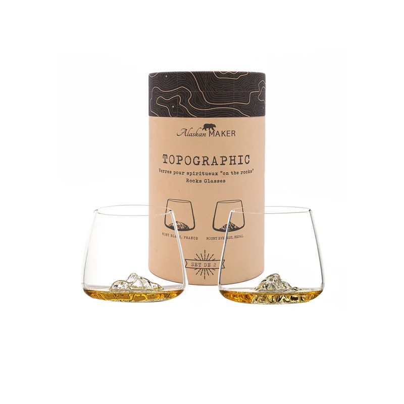 Set de 2 verres topographic Everest & Mont Blanc
