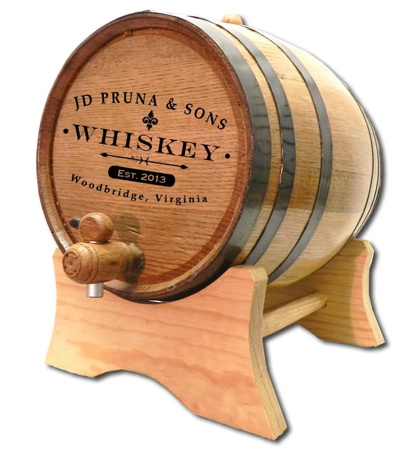 'Classic Label' Oak Barrel With Stand- Personalized